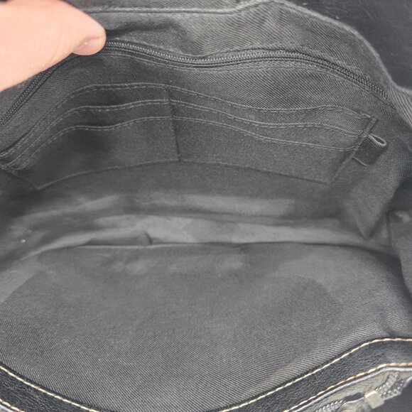 Sag Harbor Black Faux Leather Double Strap Shoulder Bag with Contrast Stitching - Picture 5 of 16